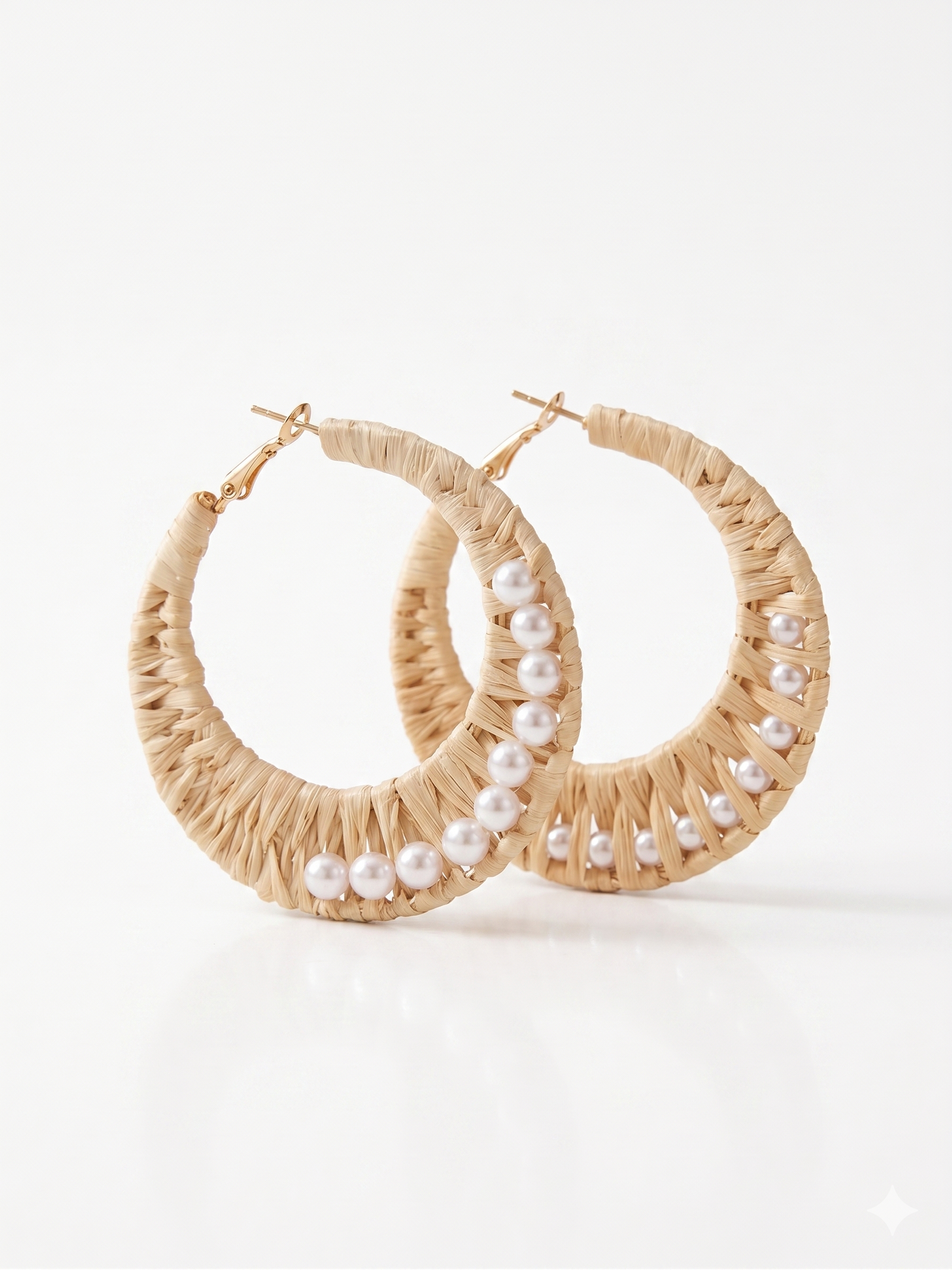 Pendientes de Rafia y Perlas